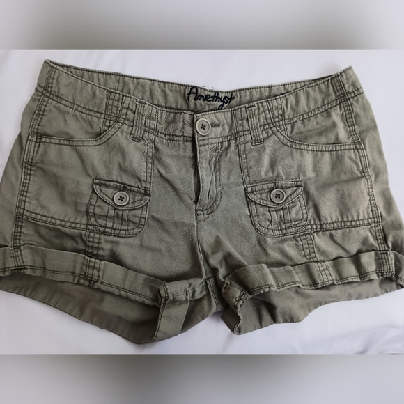 2/$30 AMETHYST Preppy Clueless Olive Green Cargo Booty Summer Shorts (#160) - Picture 1 of 4